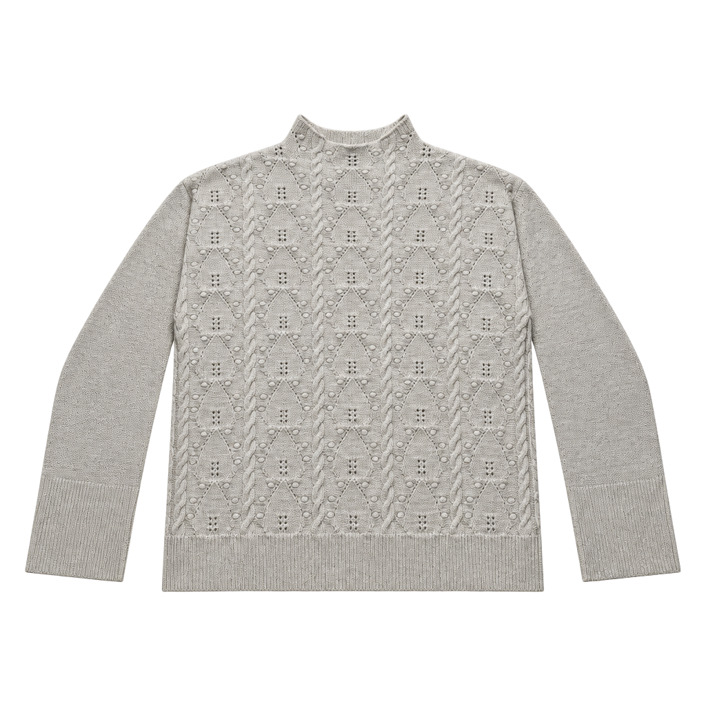 Democracy Cable Knit Turtleneck Sweater Size XL Cream White 1