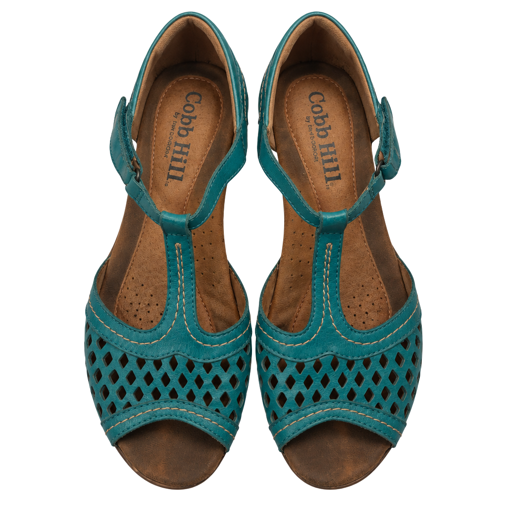 Cobb Hill by New Balance Teal Leather T-Strap Sandals Size 7.5M 1