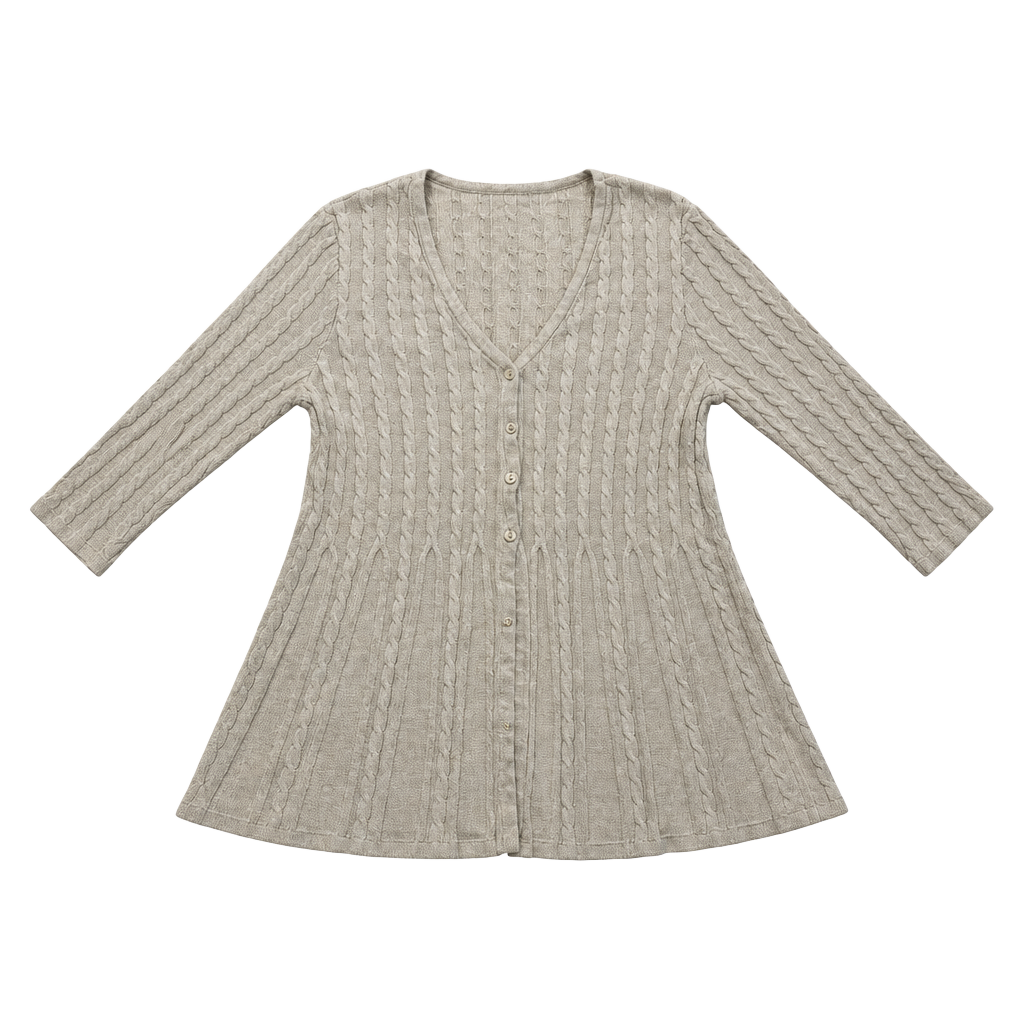 Croft & Barrow Cable Knit Cardigan Sweater Size XL Beige V-Neck Button Down 1