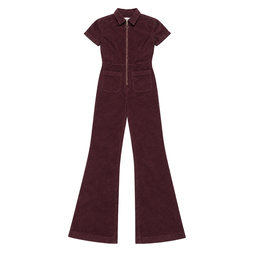 Urban Outfitters Corduroy Jumpsuit Size S Maroon Zip-Front 1