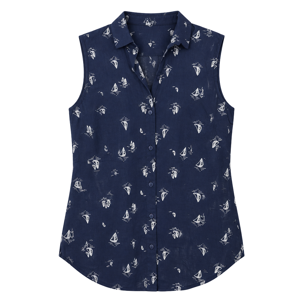 Sailboat Sleeveless Top XL Navy 1