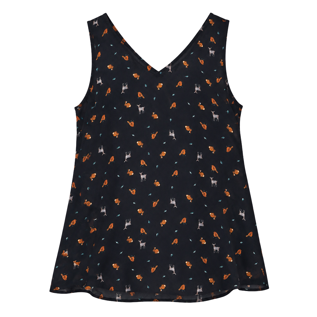 Women's Sleeveless Animal Print V-Neck Blouse 1