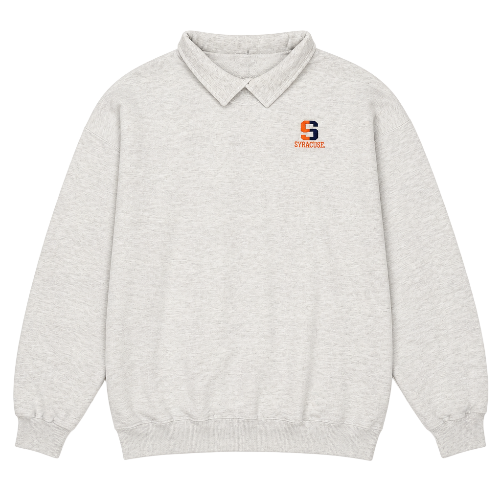 Vintage Syracuse University Collared Sweatshirt Gray Embroidered 1