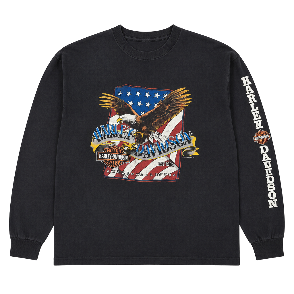 1992 Harley Davidson Littleton New Hampshire Long Sleeve T-Shirt Size L 1
