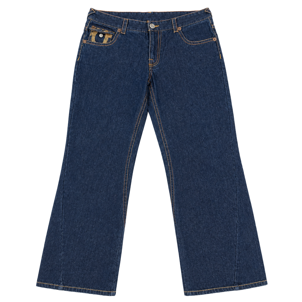 True Religion Dark Wash Bootcut Denim Jeans with Gold Horseshoe Back Pockets Size 38 1