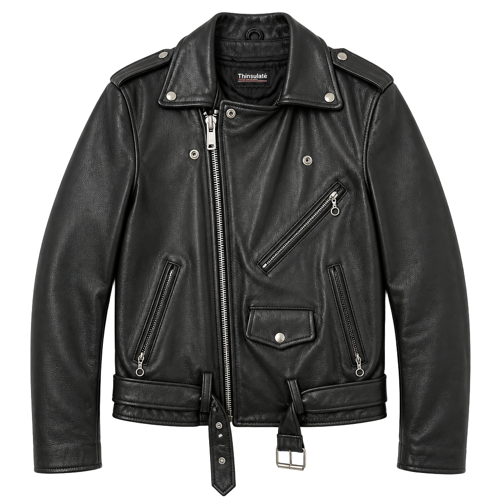 Vintage Open Road Thinsulate Black Leather Motorcycle Biker Jacket Size 36 1