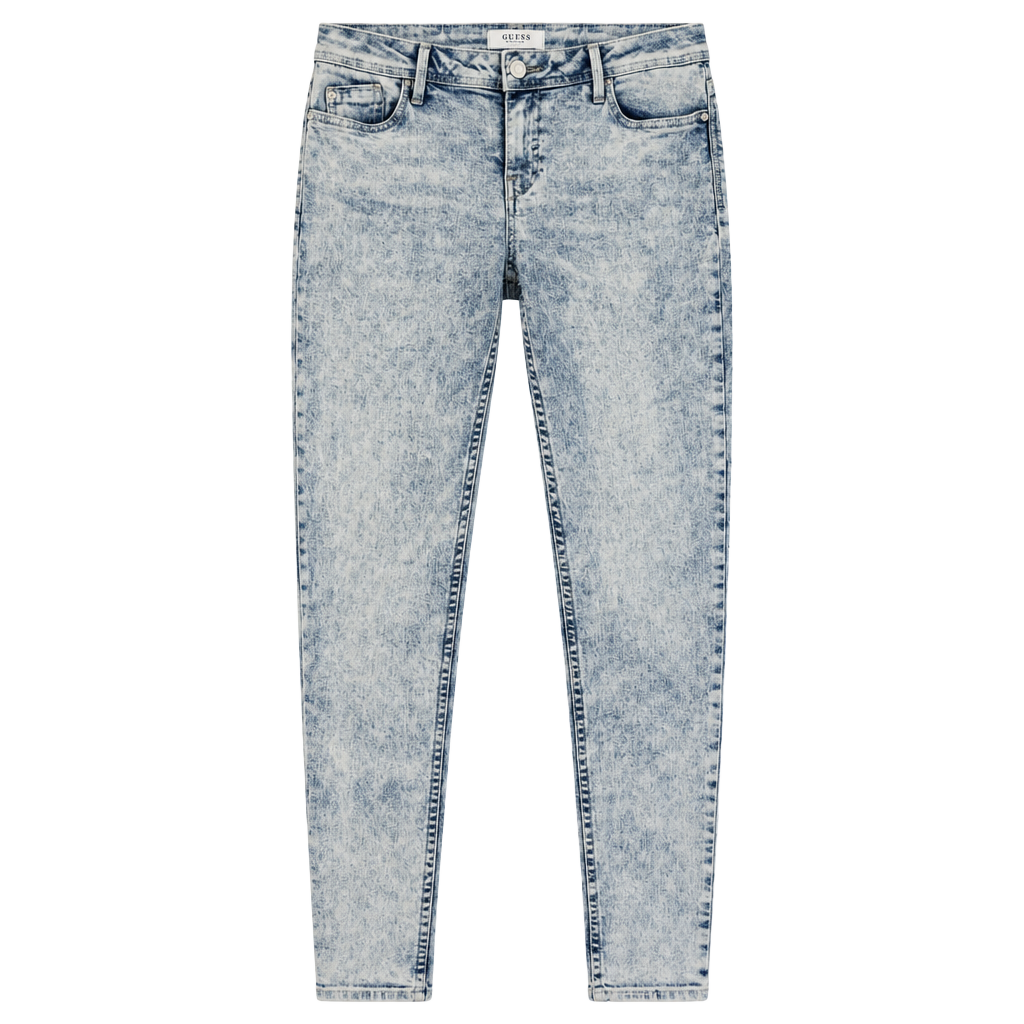 Guess Low Rise Skinny Jeans Size 15 Light Wash Acid Wash Denim 1
