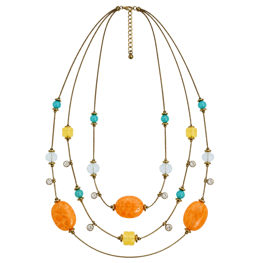 Premier Designs Austin Multi-Strand Necklace with Orange and Turquoise Accents 1