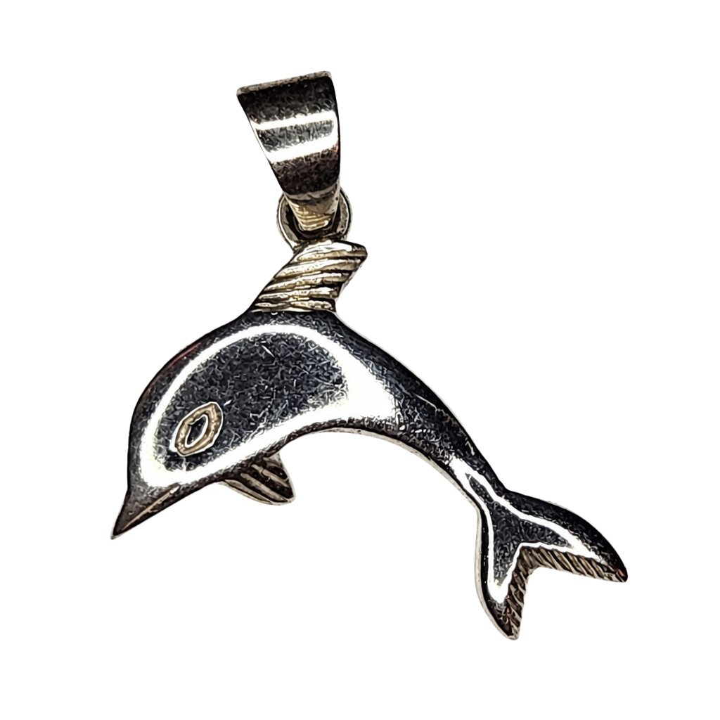 Vintage 925 Sterling Silver Leaping Dolphin Pendant 1