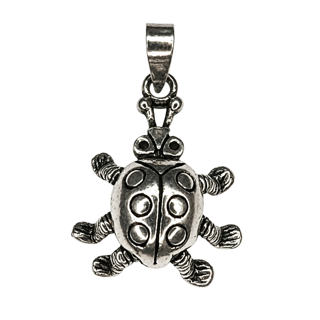 Solid 925 Sterling Silver Movable Ladybug Pendant Charm 1