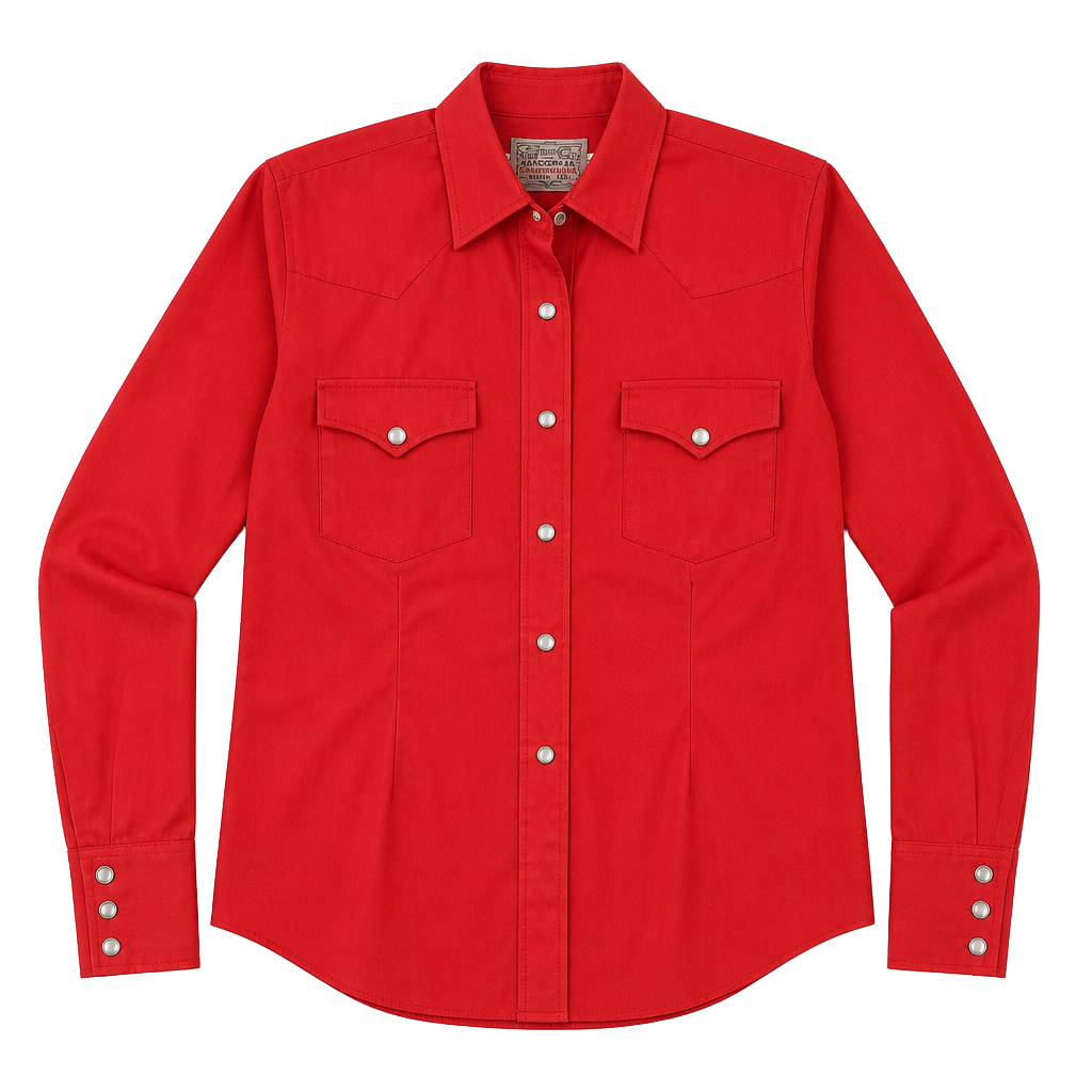 H Bar C Ranchwear Western Shirt Size 34 Red Long Sleeve Pearl Snap 1