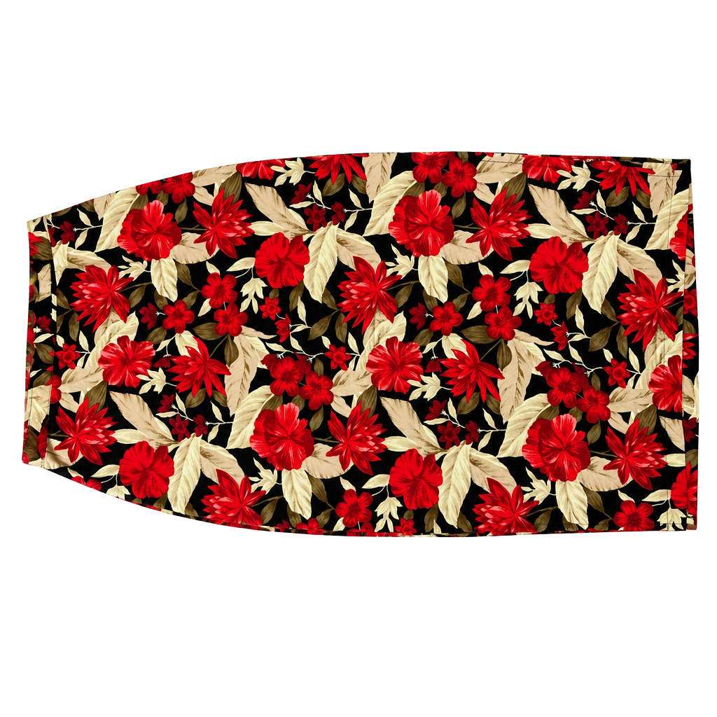 VTG Briggs Red and Black Tropical Hawaiian Floral Maxi Skirt Small USA made 1