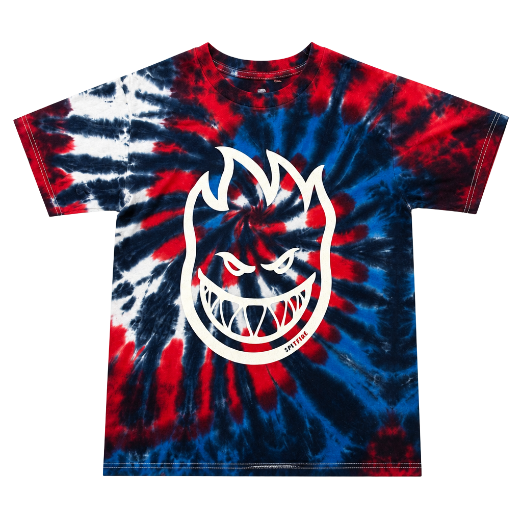 Spitfire Wheels Bighead Red White and Blue Spiral Tie-Dye T-Shirt men’s small 1
