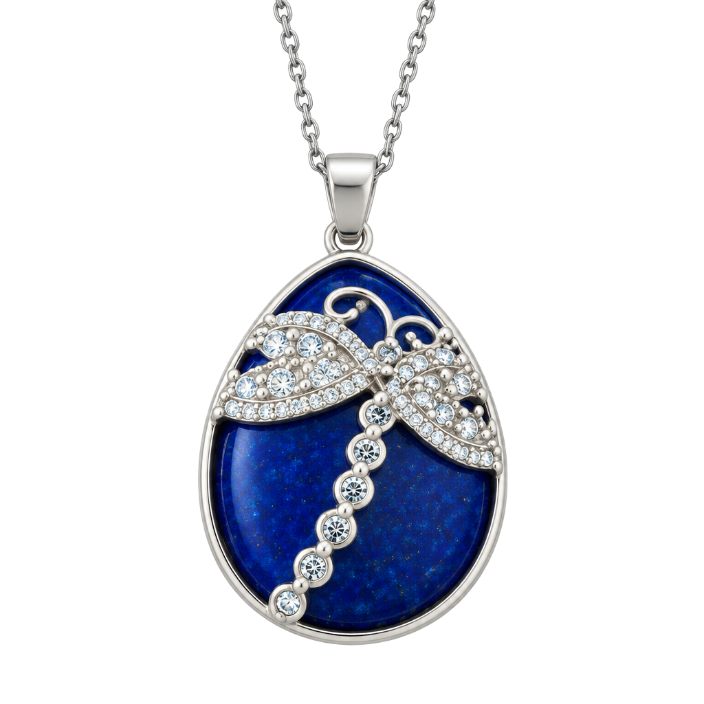 Unbranded Blue Teardrop Dragonfly Pendant Necklace 1