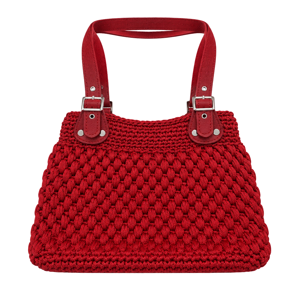 Handmade Red Crochet Shoulder Bag 1