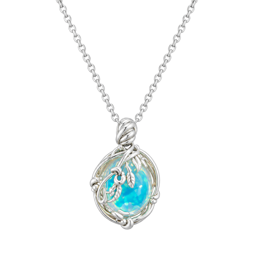 Thorn Vine Moonstone Necklace Iridescent Pendant 1