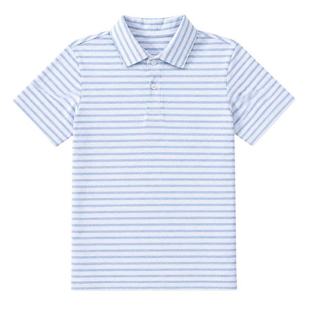 Class Club Polo Size 14/16 Blue White Striped Short Sleeve Shirt 1