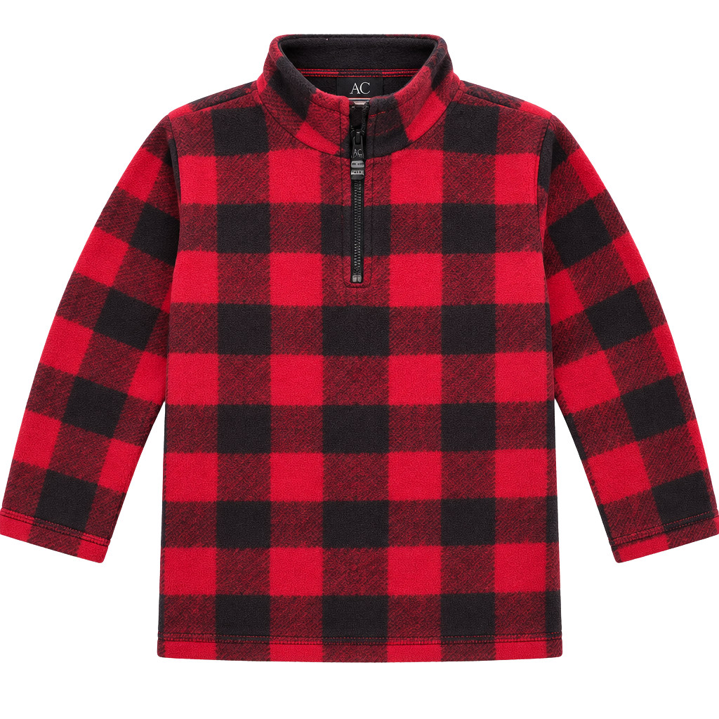 The Children's Place Buffalo Plaid Fleece Half Zip Pullover Size M (7/8)-NWT 1