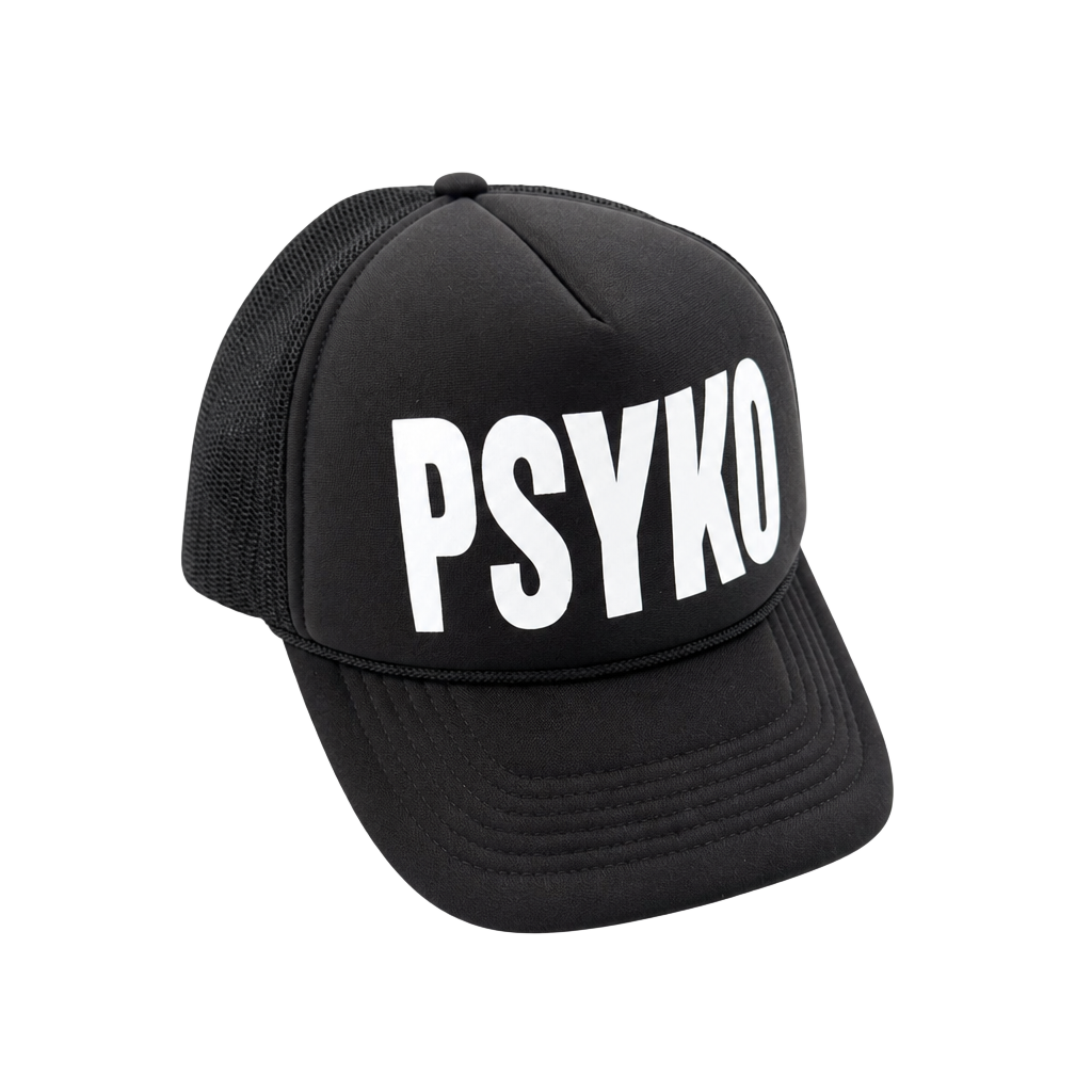 Osamason Psyko Black cap Hat with White Text 1
