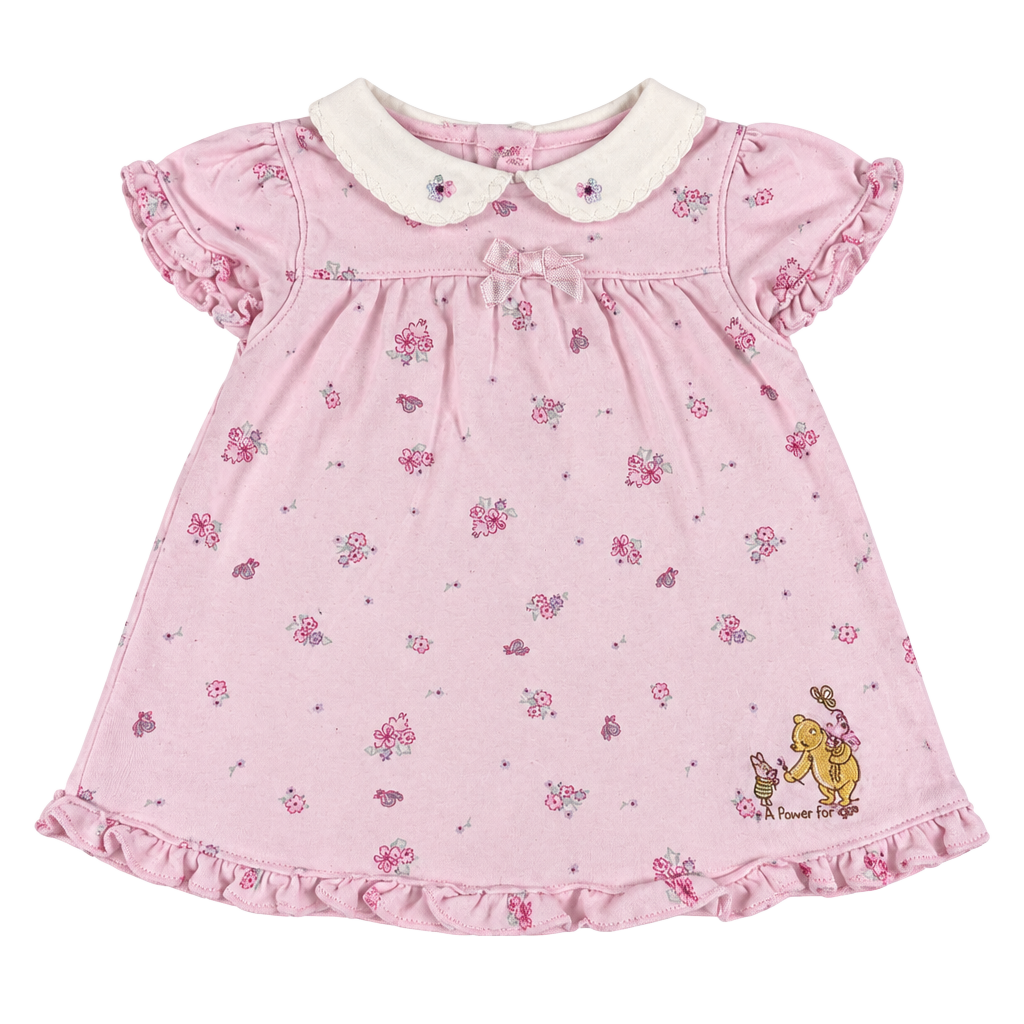 Vintage 90s embroidered Classic Pooh By Disney Dress Size 3M Pink Floral 1