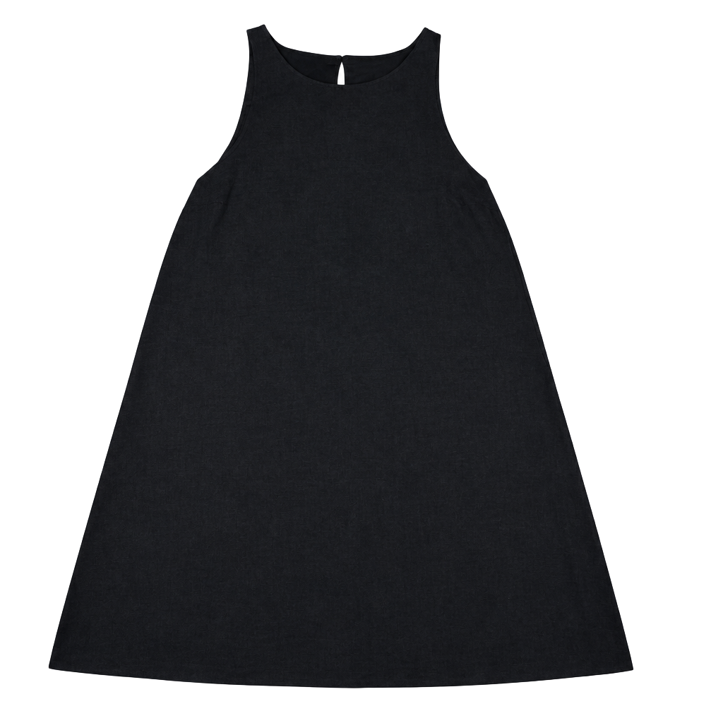 Abercrombie & Fitch Linen shift Dress Size M Black Midi Tank Dress lbd 1