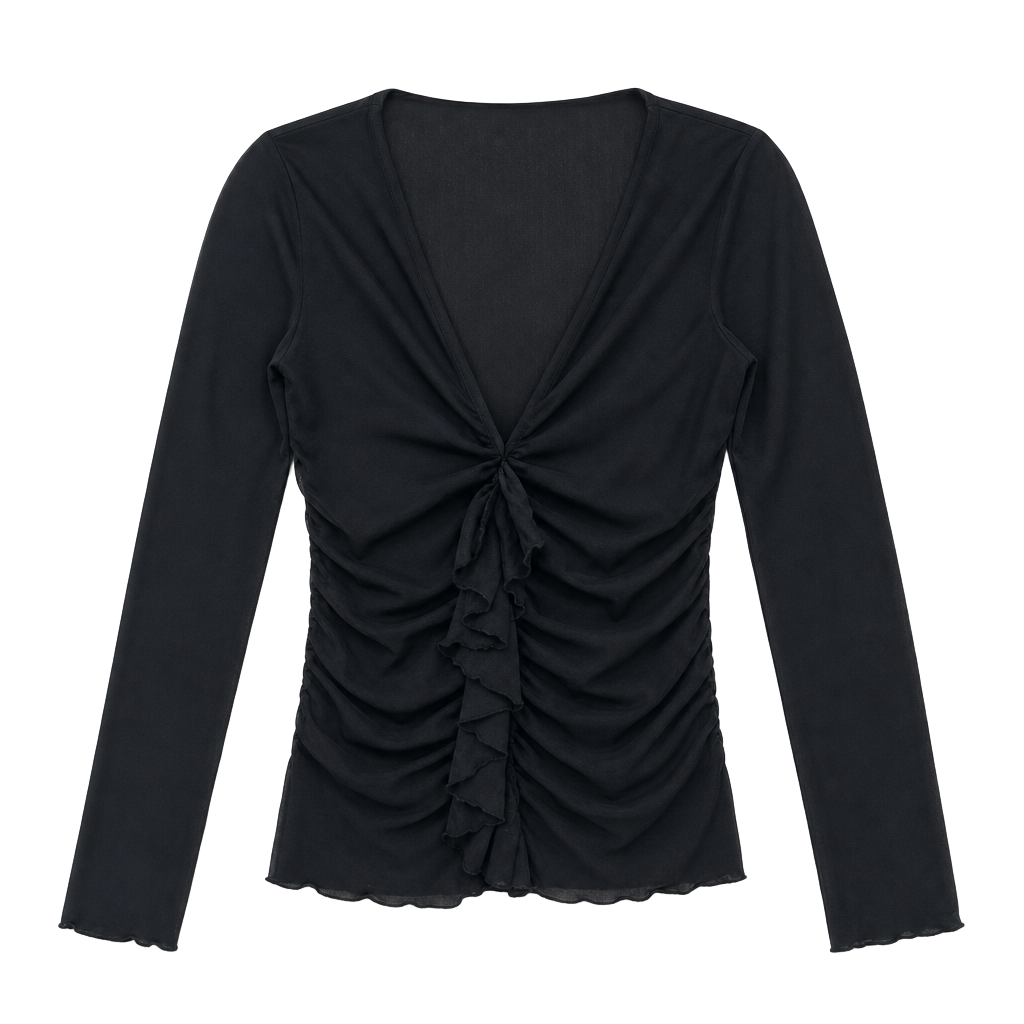 y2k Nylon Ruffle Top 1