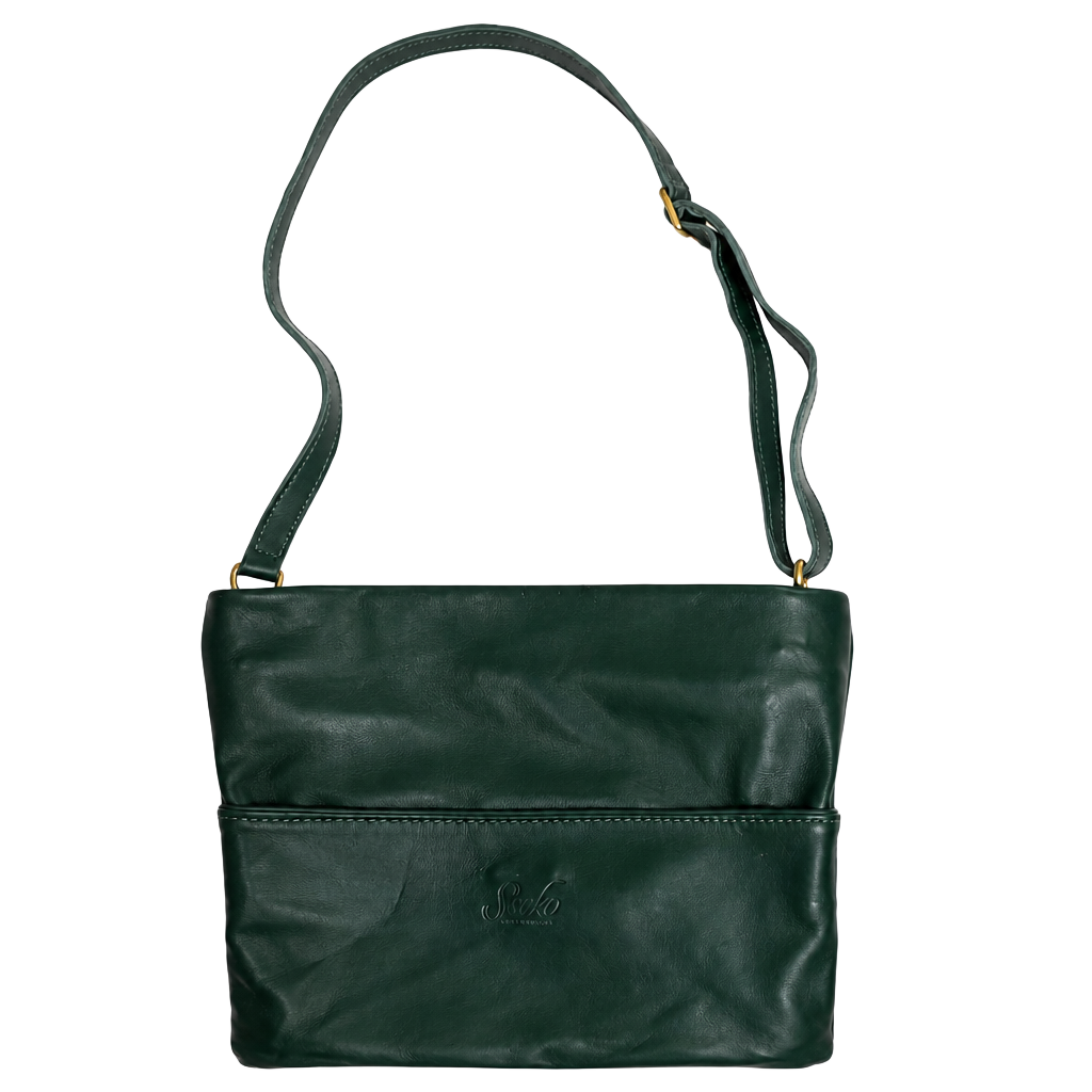 Sseko Dark Green Leather Crossbody Bag 1
