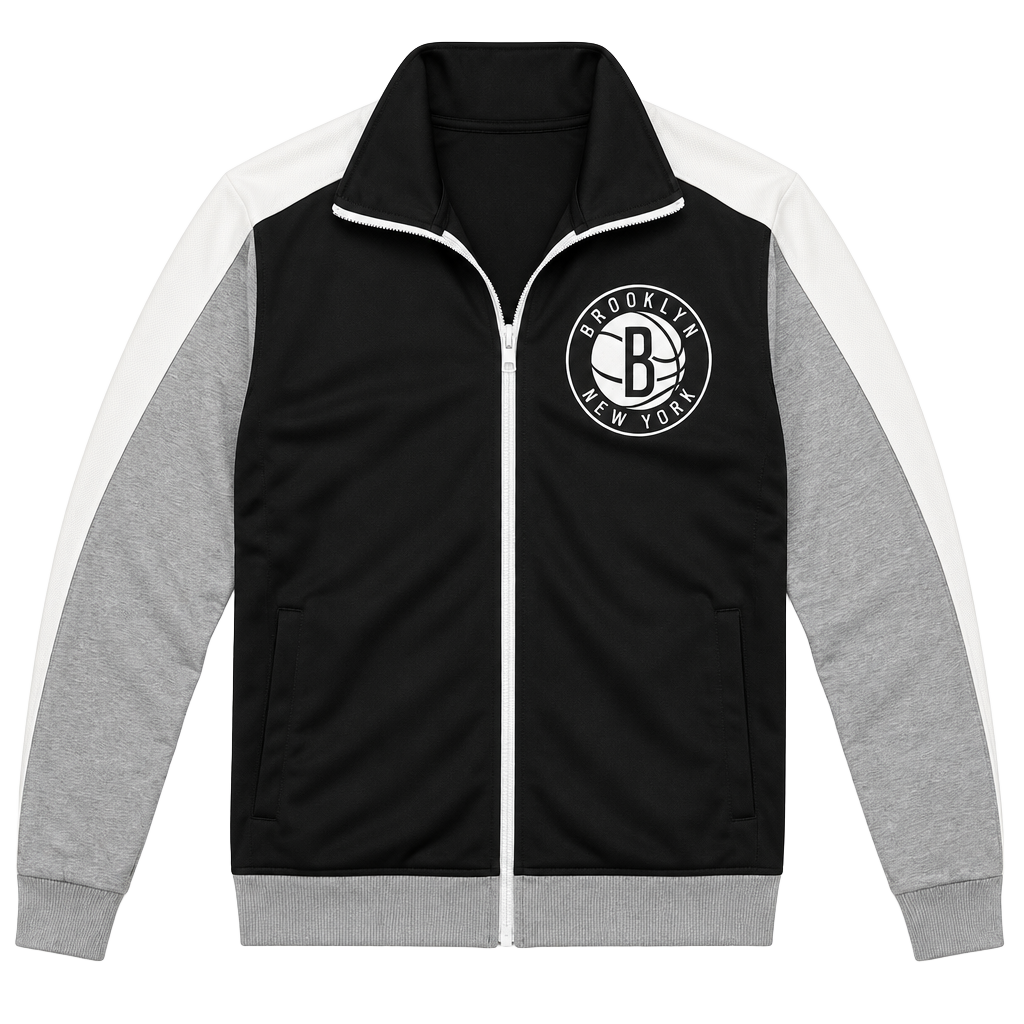 NBA Brooklyn Nets Track Jacket Black White Full Zip Women’s Small 1