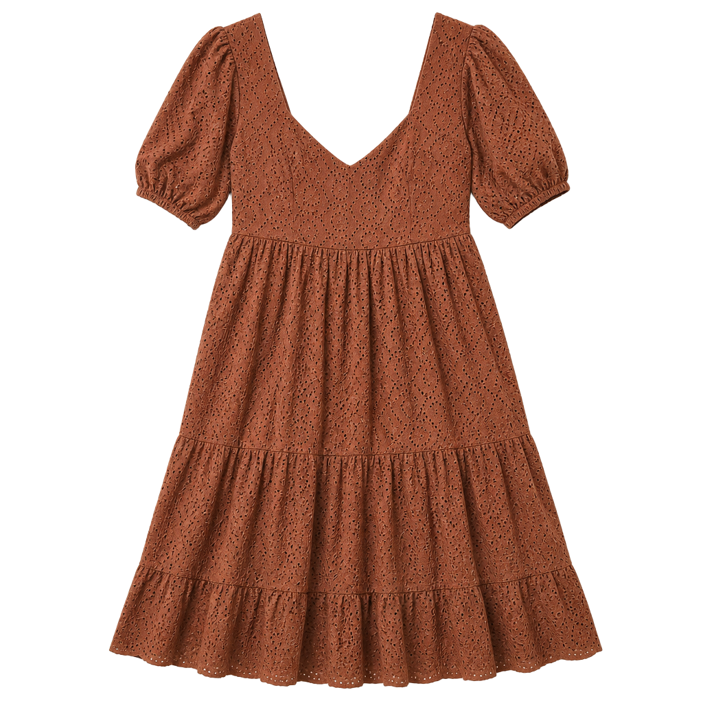 Band of the Free Sierra Walnut Brown Eyelet Midi Dress Size S 1