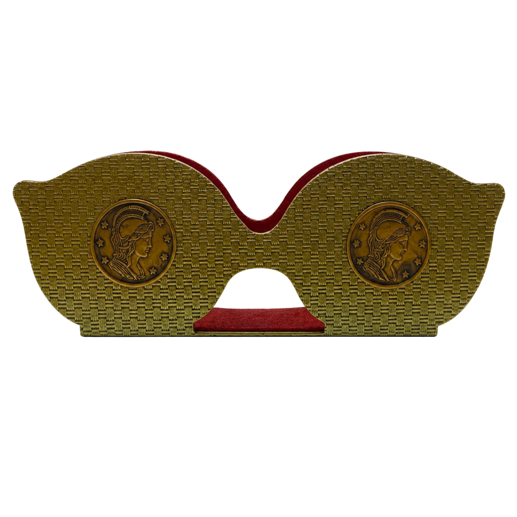 Vintage Gold Tone Metal Eyeglass Spectacle Holder Red Velvet 1