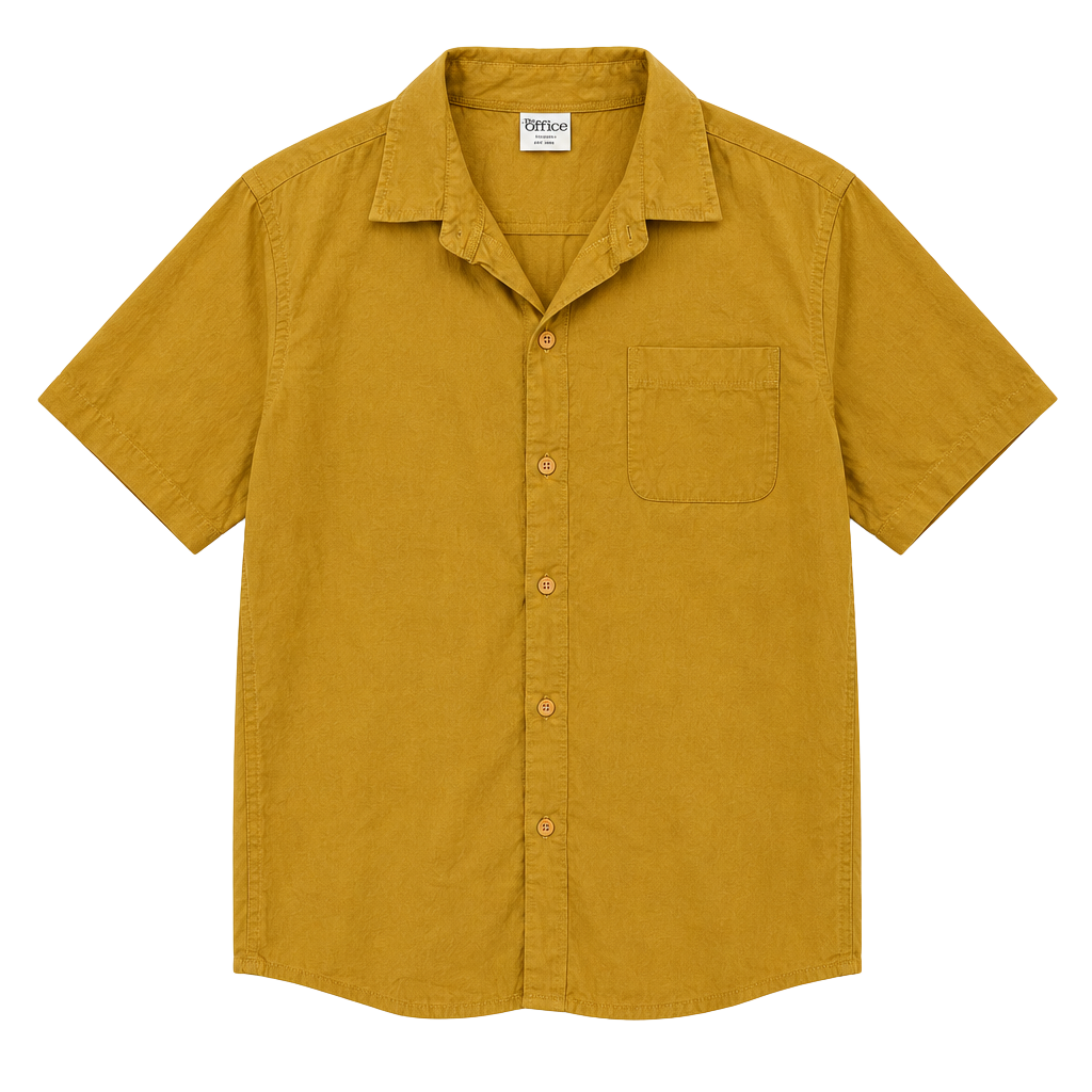 The Office Short Sleeve Button Down Shirt Size L Yellow 1