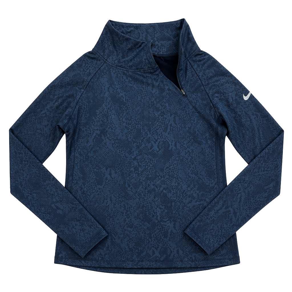 Nike Pro Warm Embossed Funnel Neck Pullover Size M Black Snakeskin 1