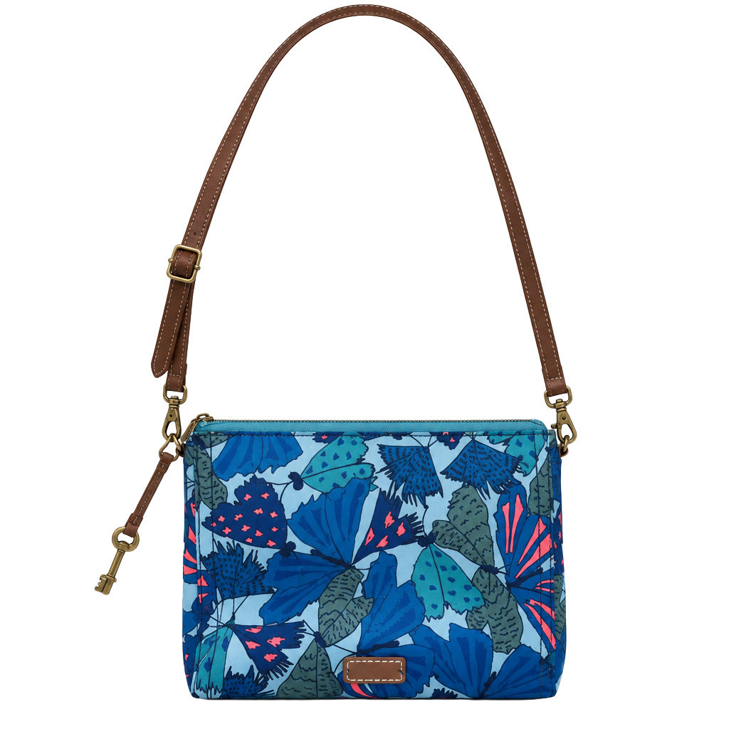 Fossil Fiona Small Crossbody Bag Butterfly Blue Leather 1