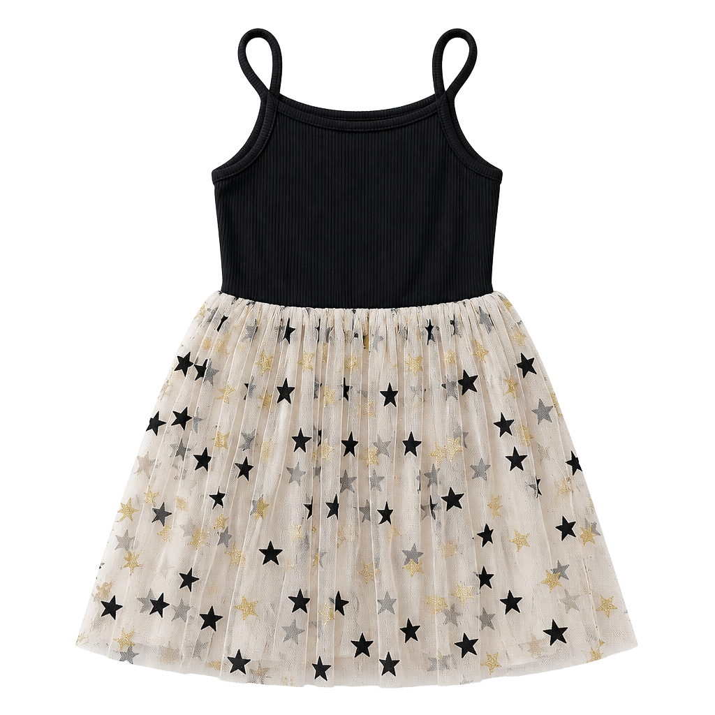 NNXD Tutu Dress Size 130 Black Star Tulle Tank Dress 1