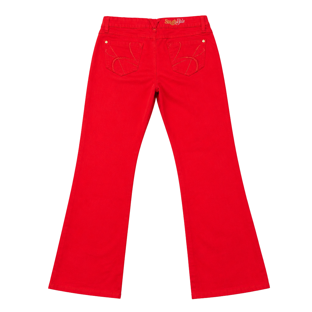 Southpole Red Denim Jeans, Y2K Streetwear Core, Size 9 1