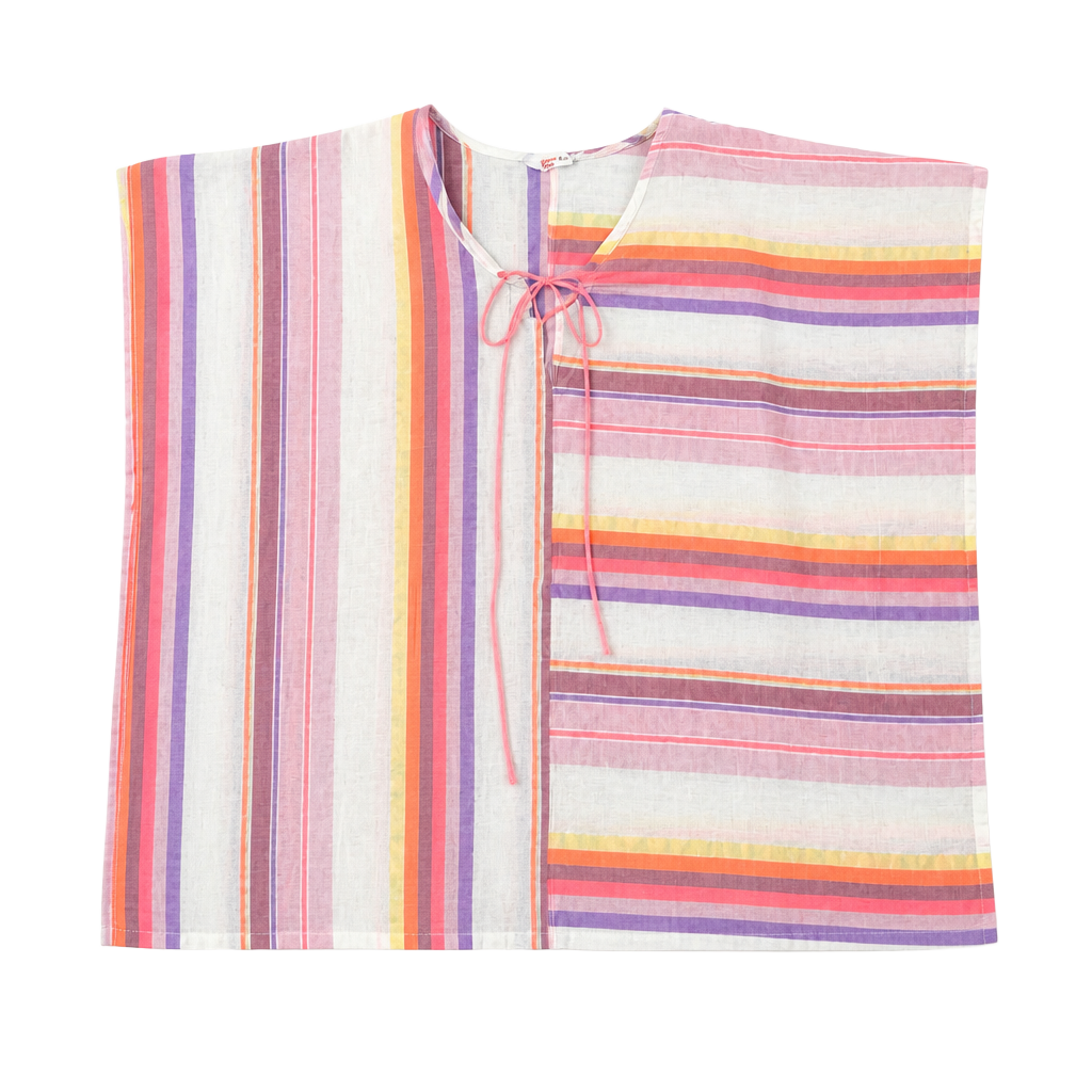 Penti Striped Lace-Up Beach Cover-Up Kaftan Size S/M 1