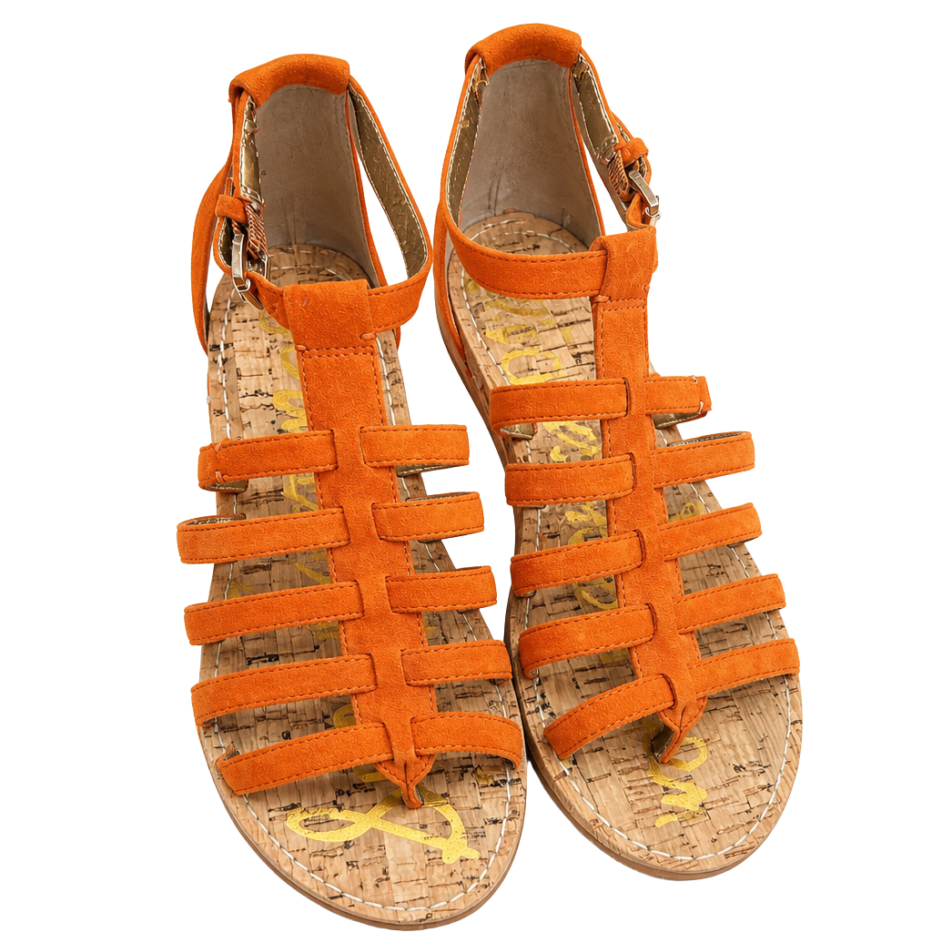 Sam Edelman Gretchen Orange Suede Gladiator Sandals Size 7M 1