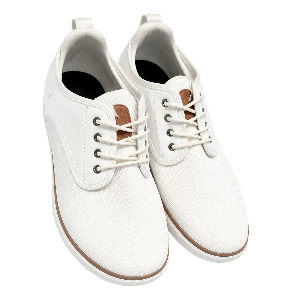 Madden Men's White Mesh Lace-Up Sneakers with Brown Accents Size 12 1