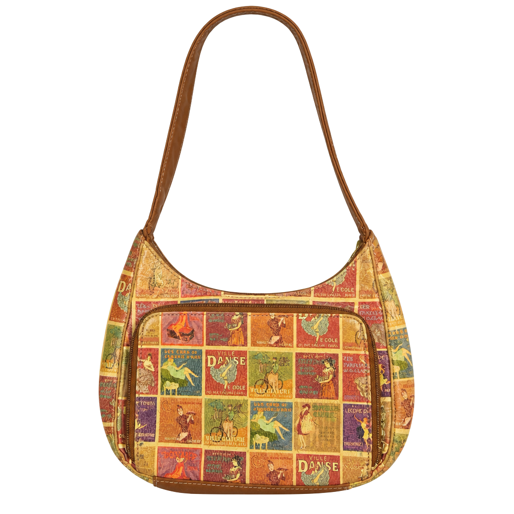 Fossil Coronado Vintage Travel Print Leather Shoulder Bag Multi 1