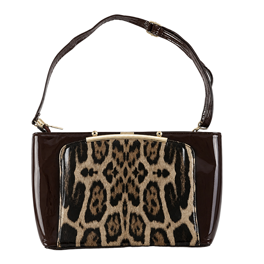 Michael Kors Leopard Print Patent Leather Shoulder Bag Brown 1