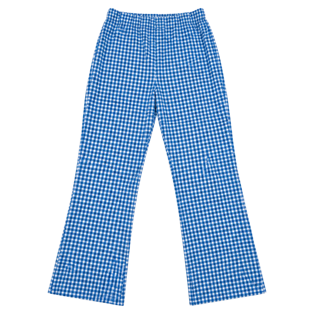 Urban Outfitters Gingham Flared Pants Size L Blue White Checkered 1