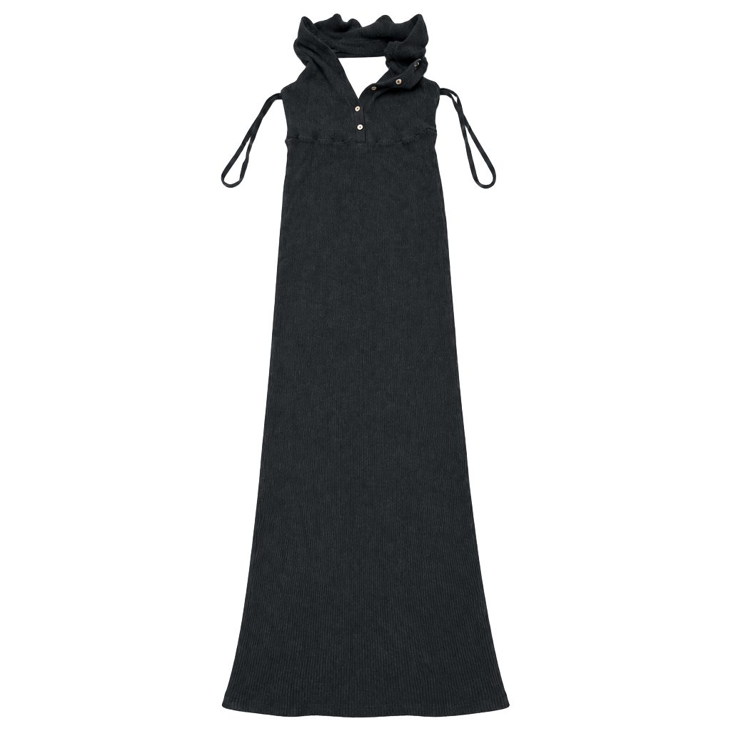 Free People Beach Maxi Dress Size M Black Halter Ribbed Knit 1