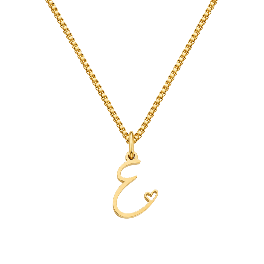 Stainless Steel Cursive Initial E Pendant Necklace Size 40cm Gold 1