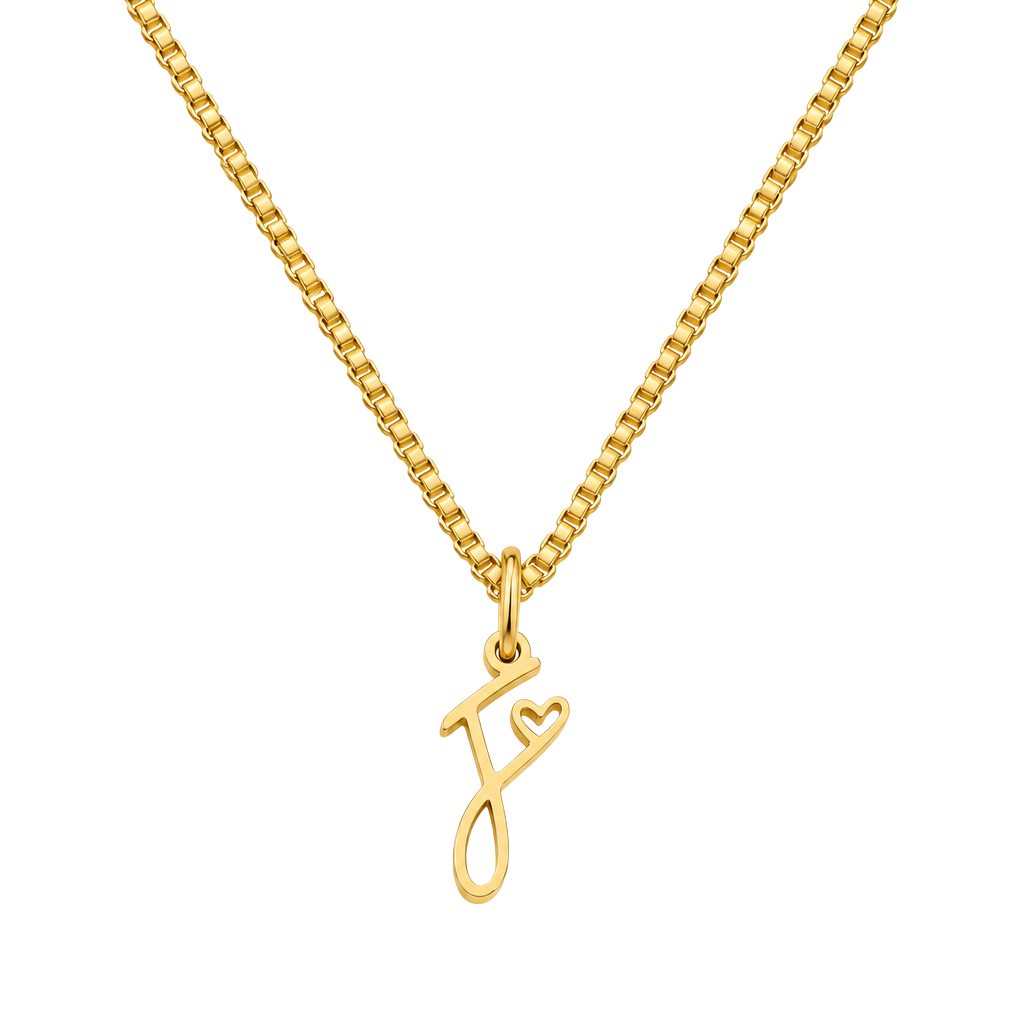 Unbranded Cursive Initial F Necklace Gold Stainless Steel 1