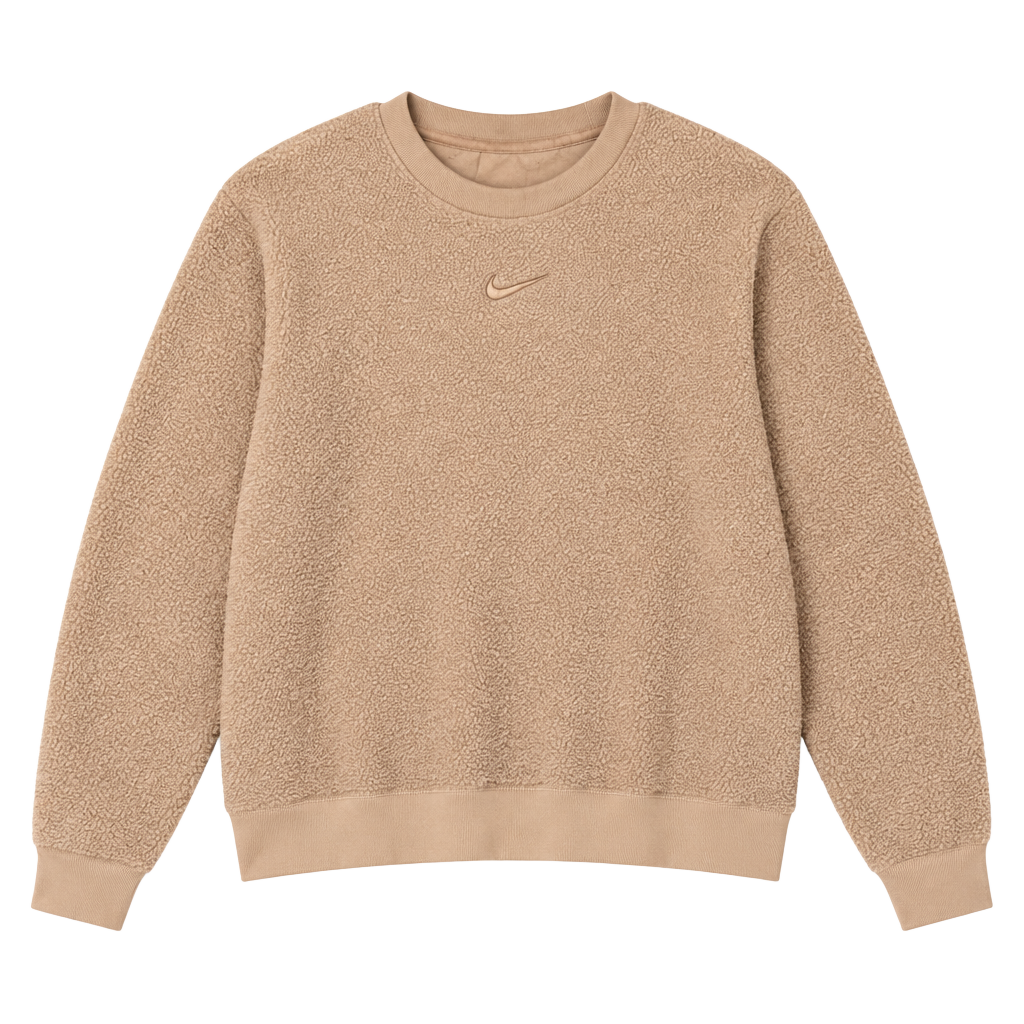 Nike Plush Crop Sweatshirt Size XXL Cream Sherpa Fleece Crew Neck 1