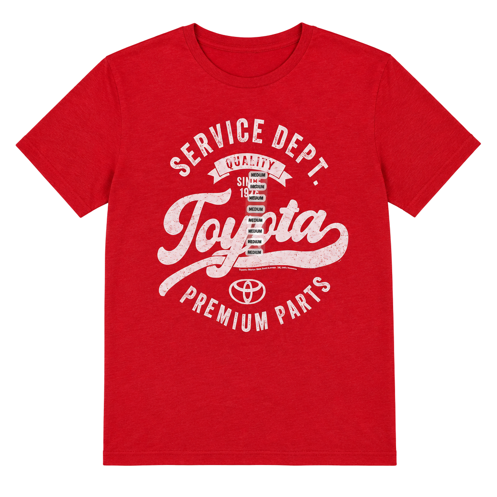 Tee Luv Toyota Service Department T-Shirt Size Medium Red Heather 1