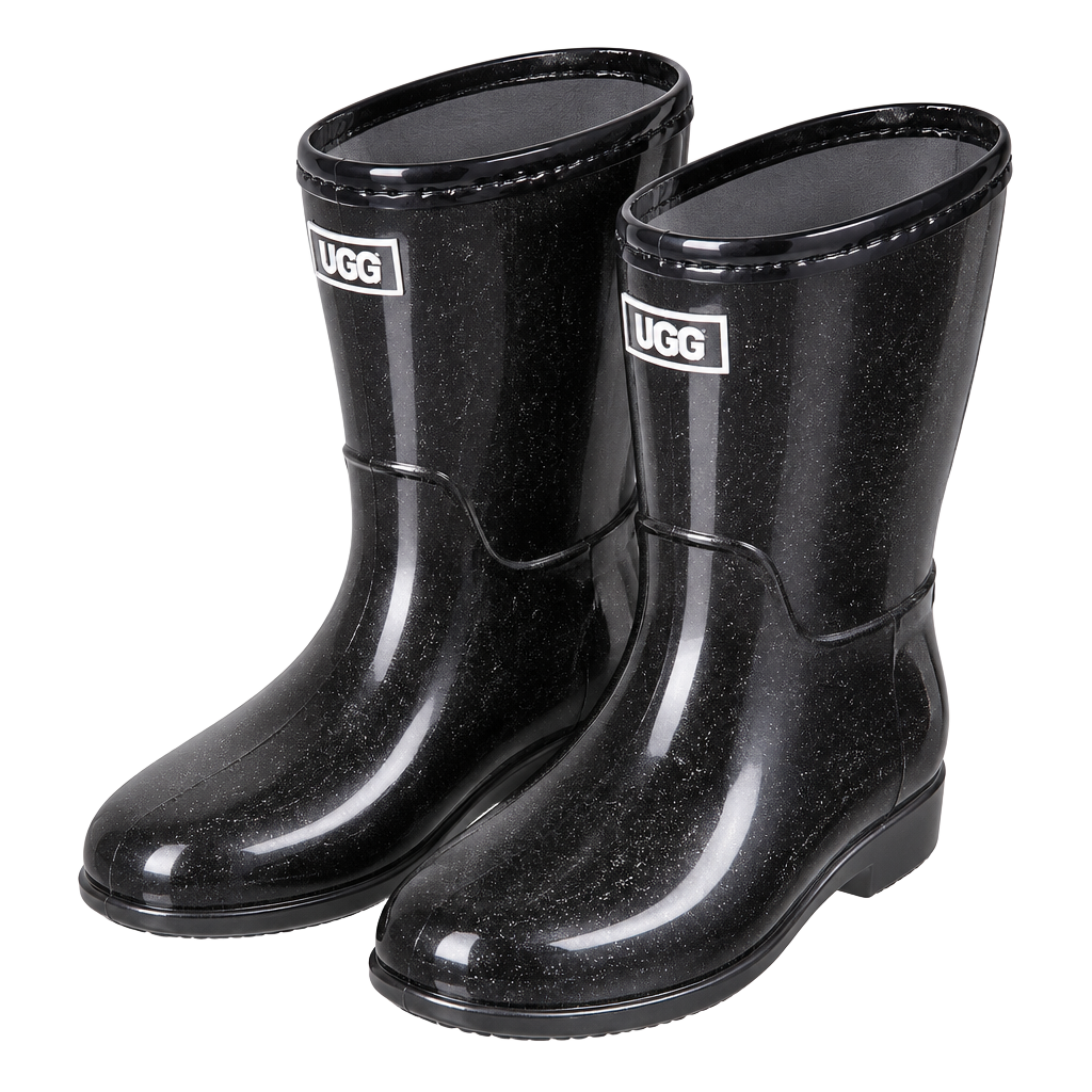 Kenneth Cole Reaction Rain Boots Black Glitter 1