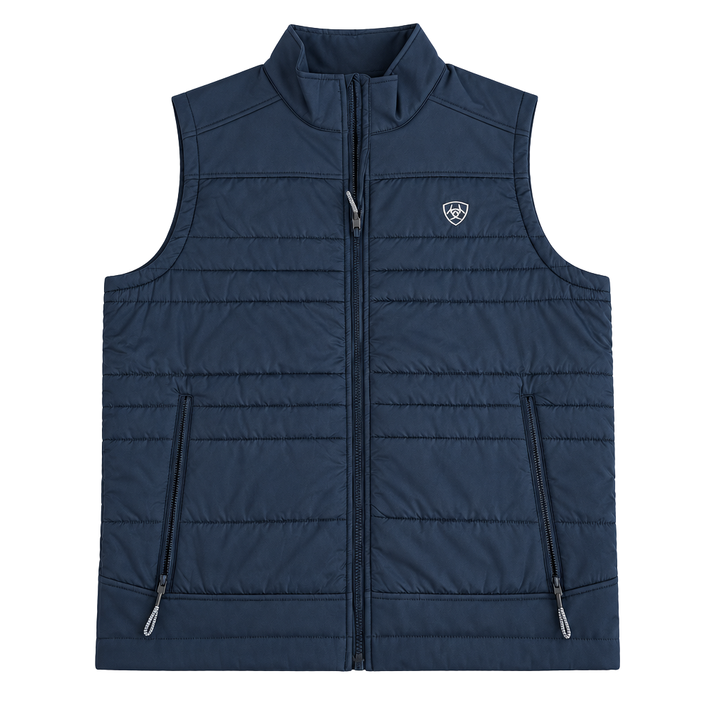 Ariat Vest Size L Navy Blue Full Zip Puffer Softshell 1
