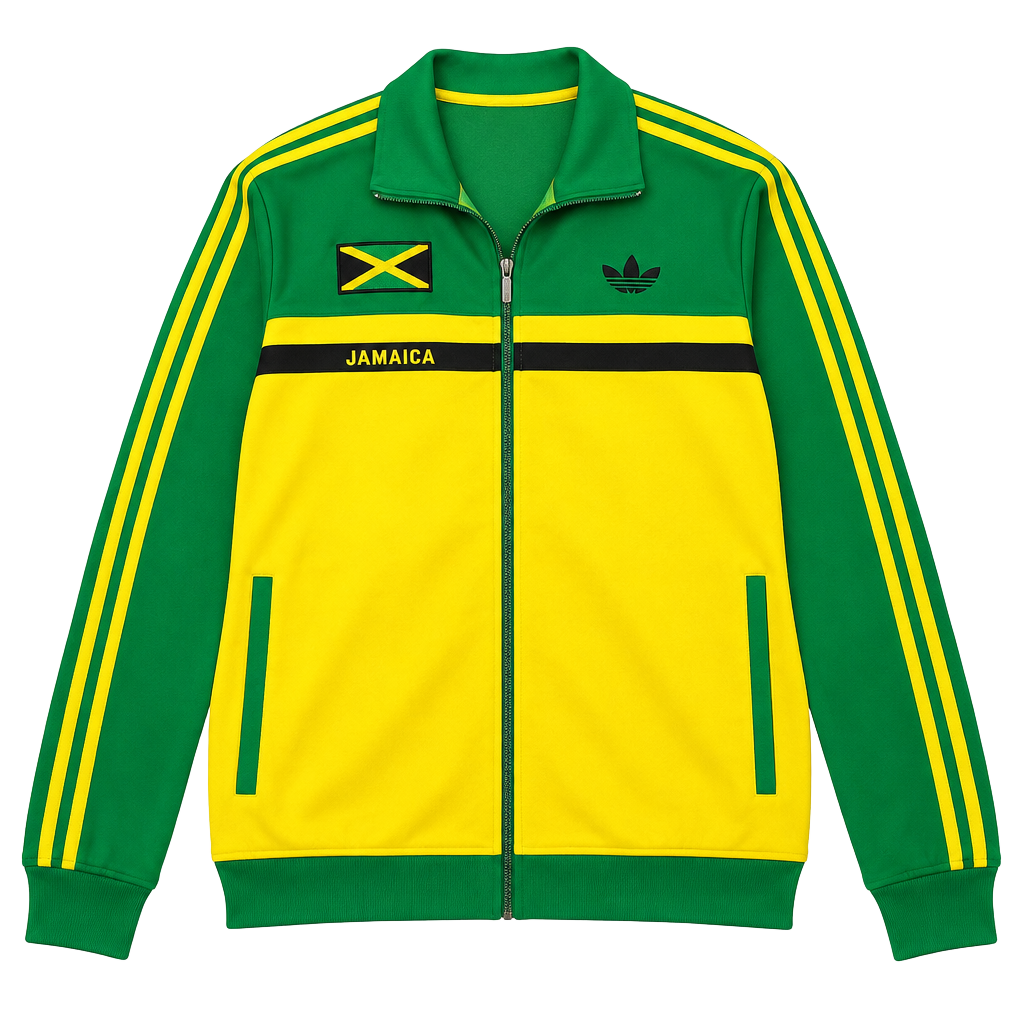 Adidas Jamaica Track Jacket Size XL Green Yellow Full Zip Palm Trees 1