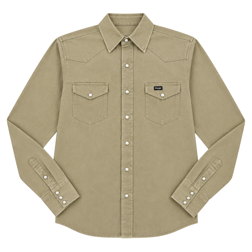 Wrangler 70140MW Western Snap Work Shirt 18 X 36 Khaki 1
